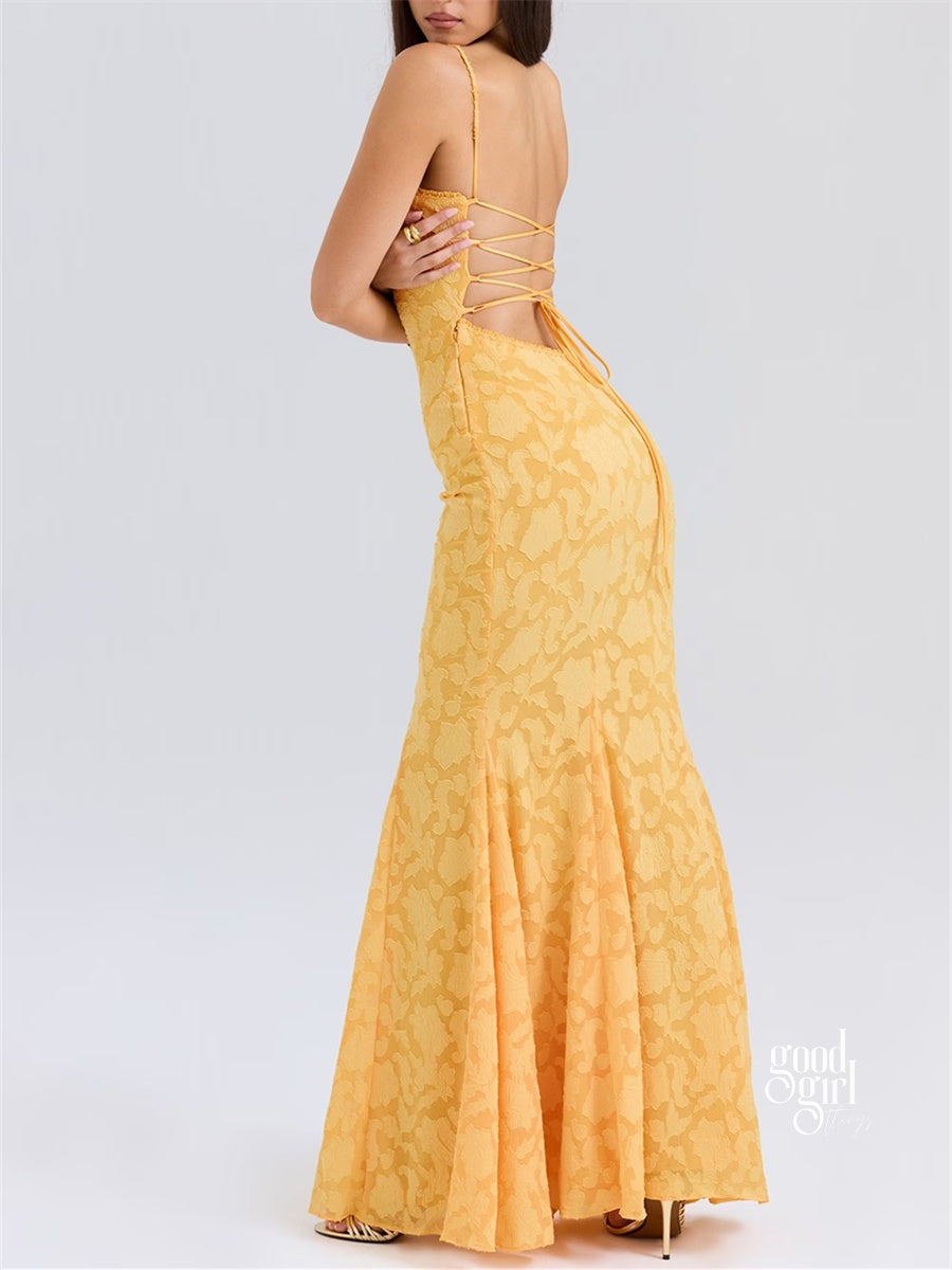 Jocelyn Square Neck Jacquard Maxi Dress [VFKFBQQK]