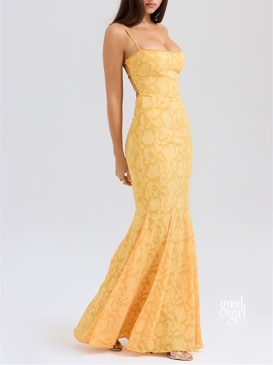 Jocelyn Square Neck Jacquard Maxi Dress [NPXR75ET]