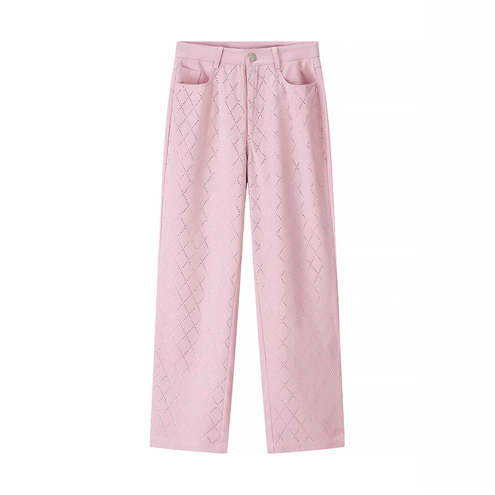 Kaidyn Pink Rhinestone Straight Jeans [RL2172TB]