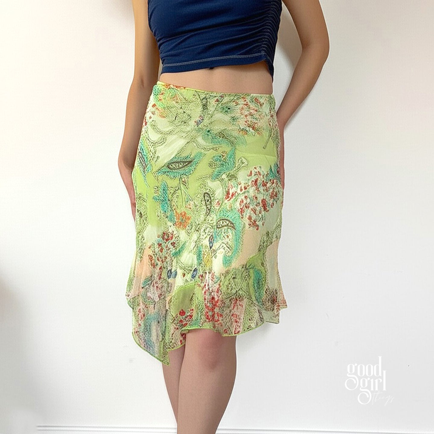 Kaleigh Irregular Mesh Midi Skirt [UN5G07KC]
