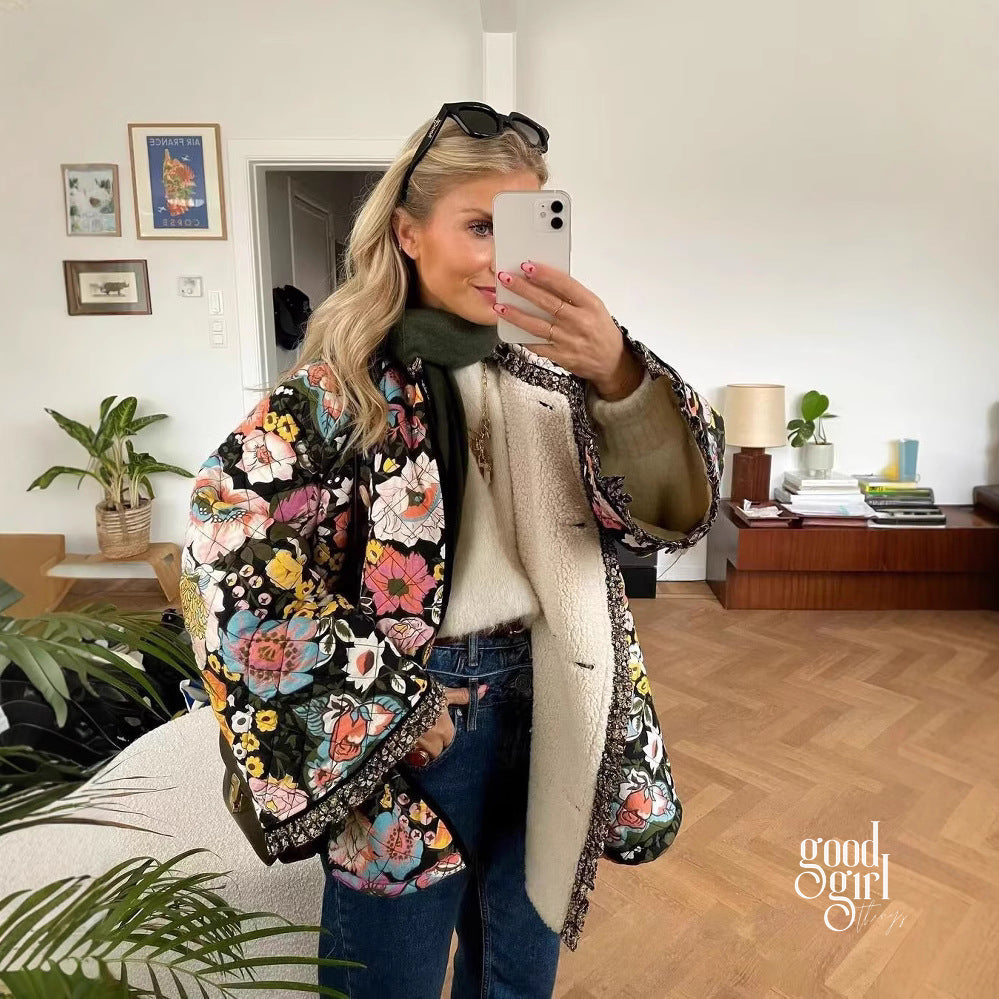 Kaylin Botanical Flare Sleeve Coat [15LSJ5B6]