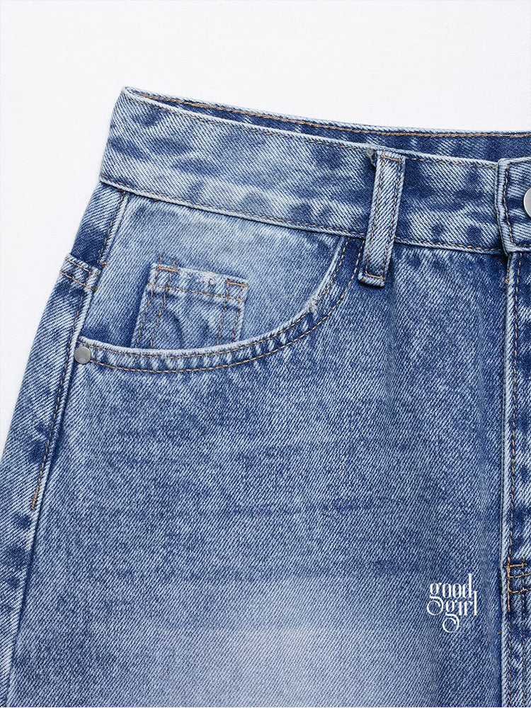 Kenzy High-Waist Denim Mini Skirt [Q0WG9BFR]