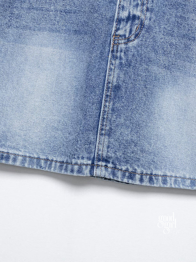 Kenzy High-Waist Denim Mini Skirt [HSYS4LAQ]