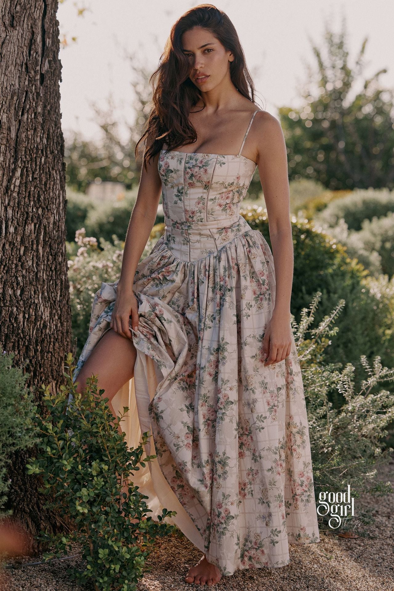 Lelani French Floral Midi Dress [HIJ3QF0T]