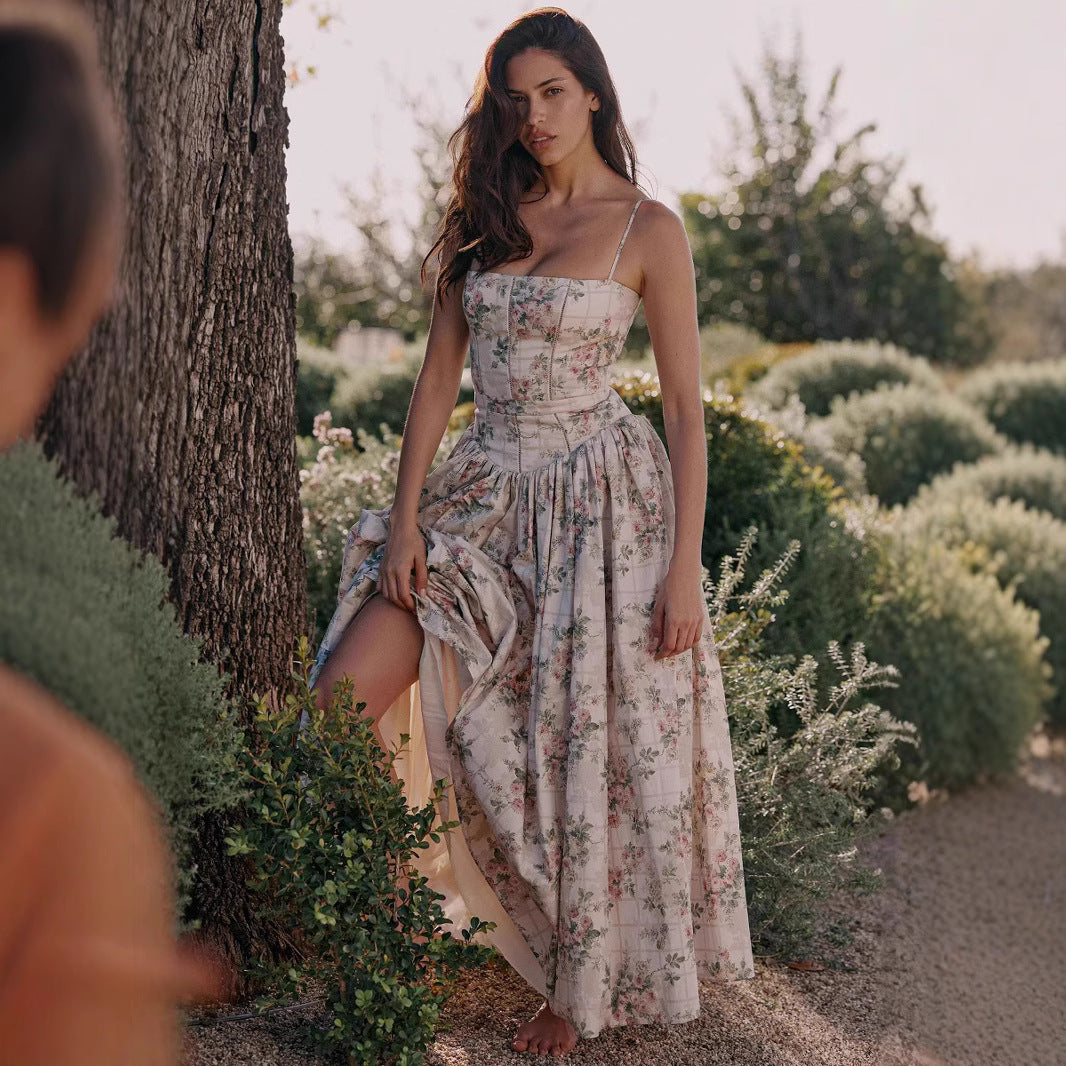 Lelani French Floral Midi Dress - Apricot Blossom [2CIK63GF]