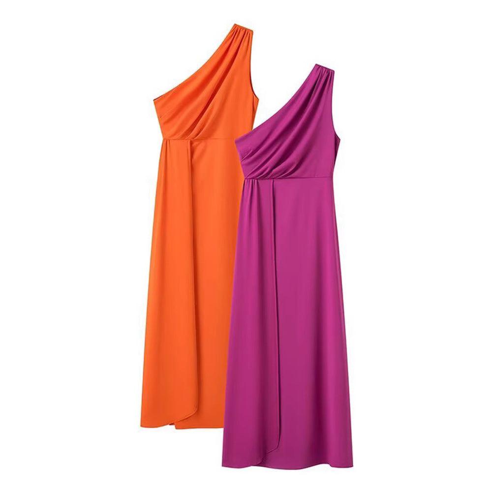 Lillyanne One Shoulder Pleated Maxi Dress [CZN4FKZG]