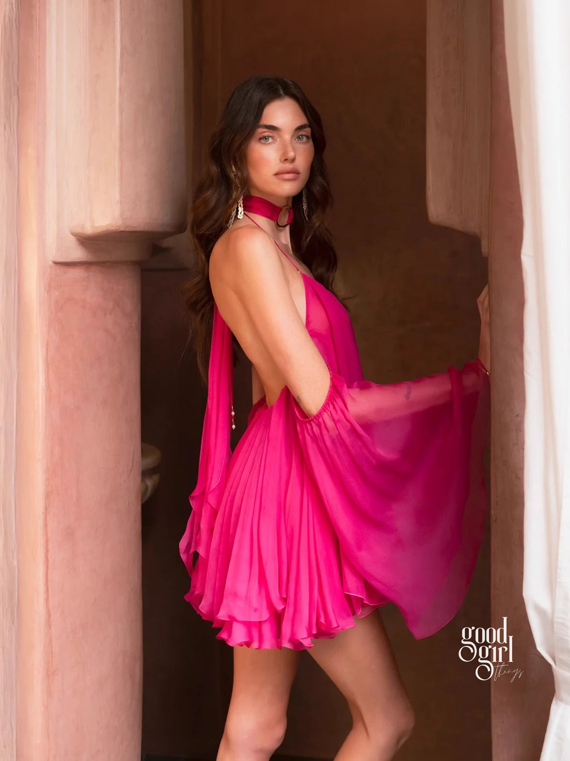 Linnea Backless Bell Sleeve Mini Dress [AUDEAIH0]