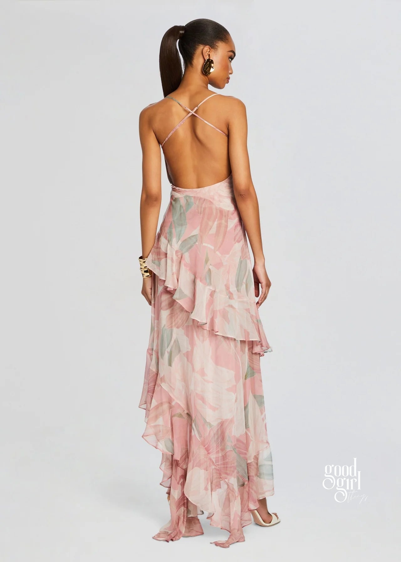 Lynden Backless Floral Maxi Dress [6XHV285S]