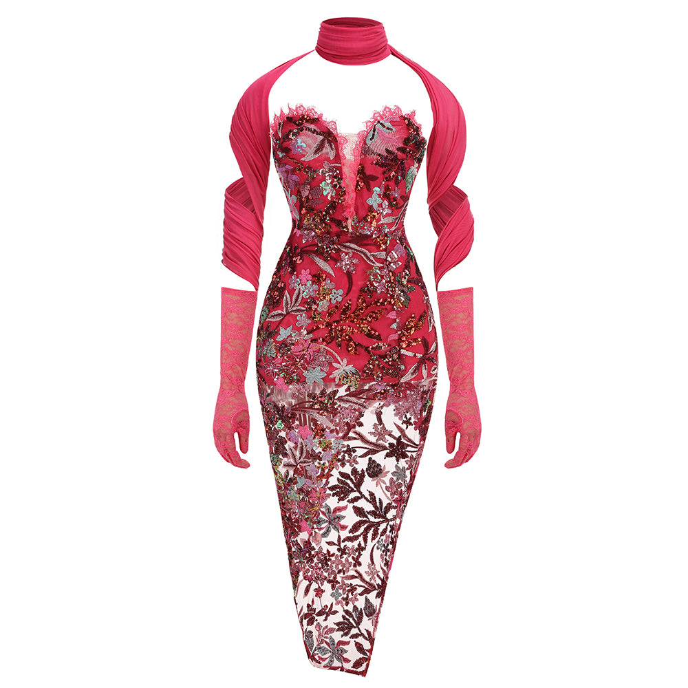 Makaylah Sequin Halter Maxi Set [Q21Q2YIH]