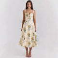 Marcy Floral Strap Midi Dress [986DH8L5]