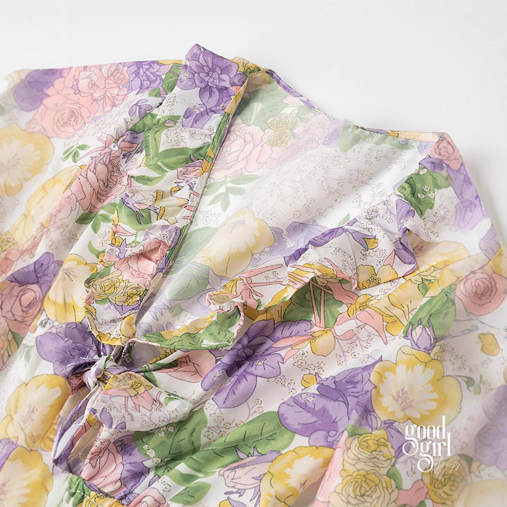 Marlei Floral Knotted Mini Dress [EQ9TDALK]
