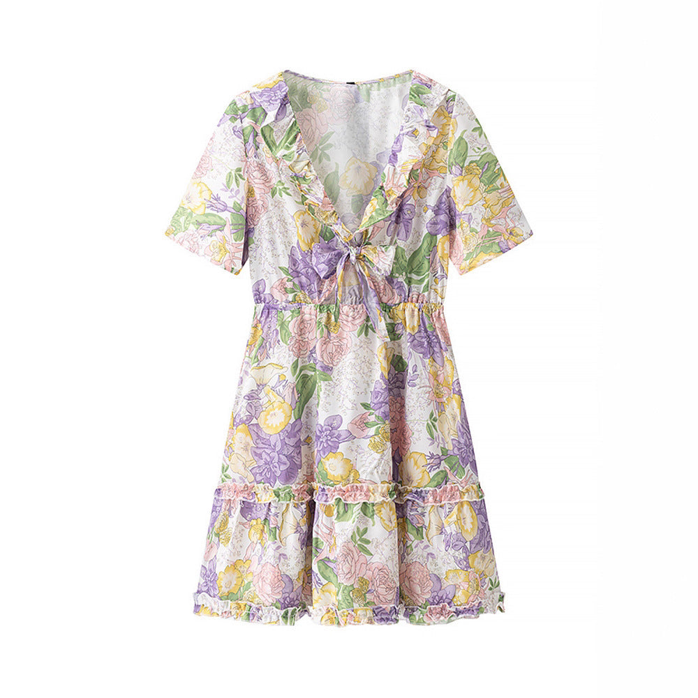 Marlei Floral Knotted Mini Dress [4284UYR8]