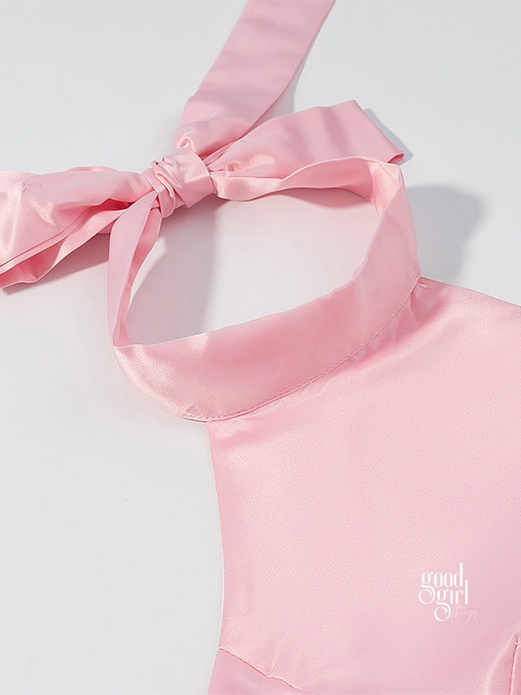 Mecca Bow Halter Mini Dress [N6R8J7DA]