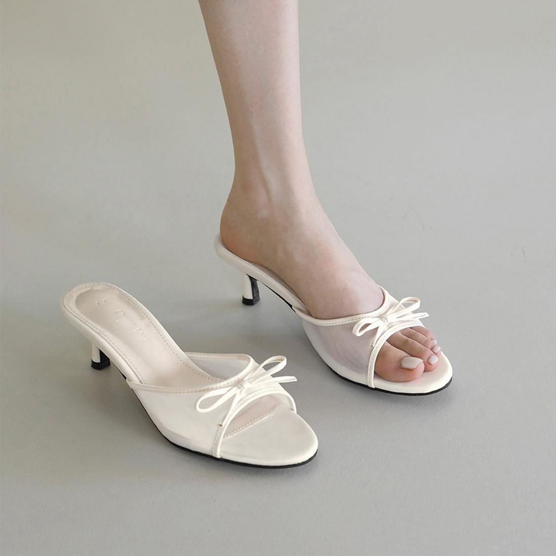 Mesh Bow Heeled Sandals [3YPSFON1]