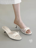 Mesh Bow Heeled Sandals [1N40C9F6]