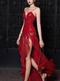 Michal Red Sequin Maxi Dress [L5W68KDN]