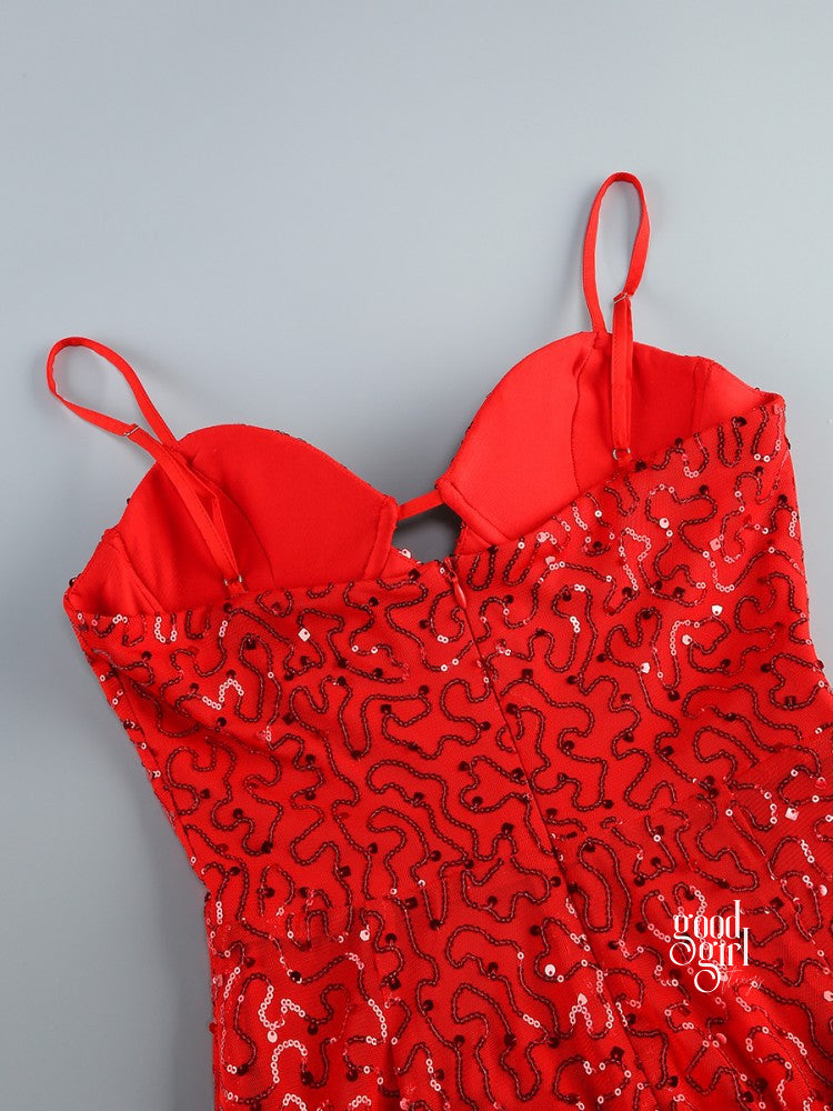 Michal Red Sequin Maxi Dress [Y6RPJB21]