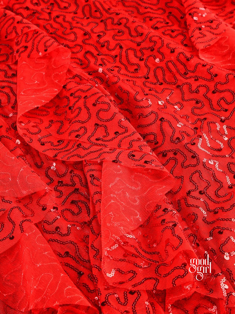 Michal Red Sequin Maxi Dress [8CA9Z6X3]