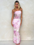 Good Girl Things Mileena Floral Mesh Maxi Dress