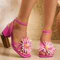 Monserrat Rose Floral Block Heels [VKT69UOQ]