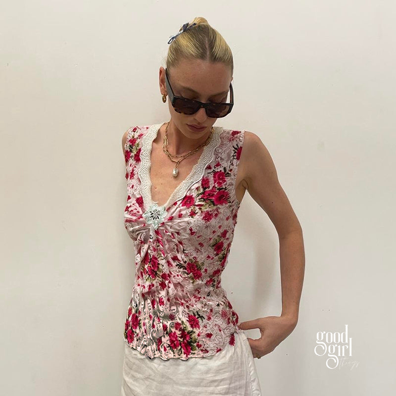 Naya Floral Lace Vest Top [5NNZVFNL]