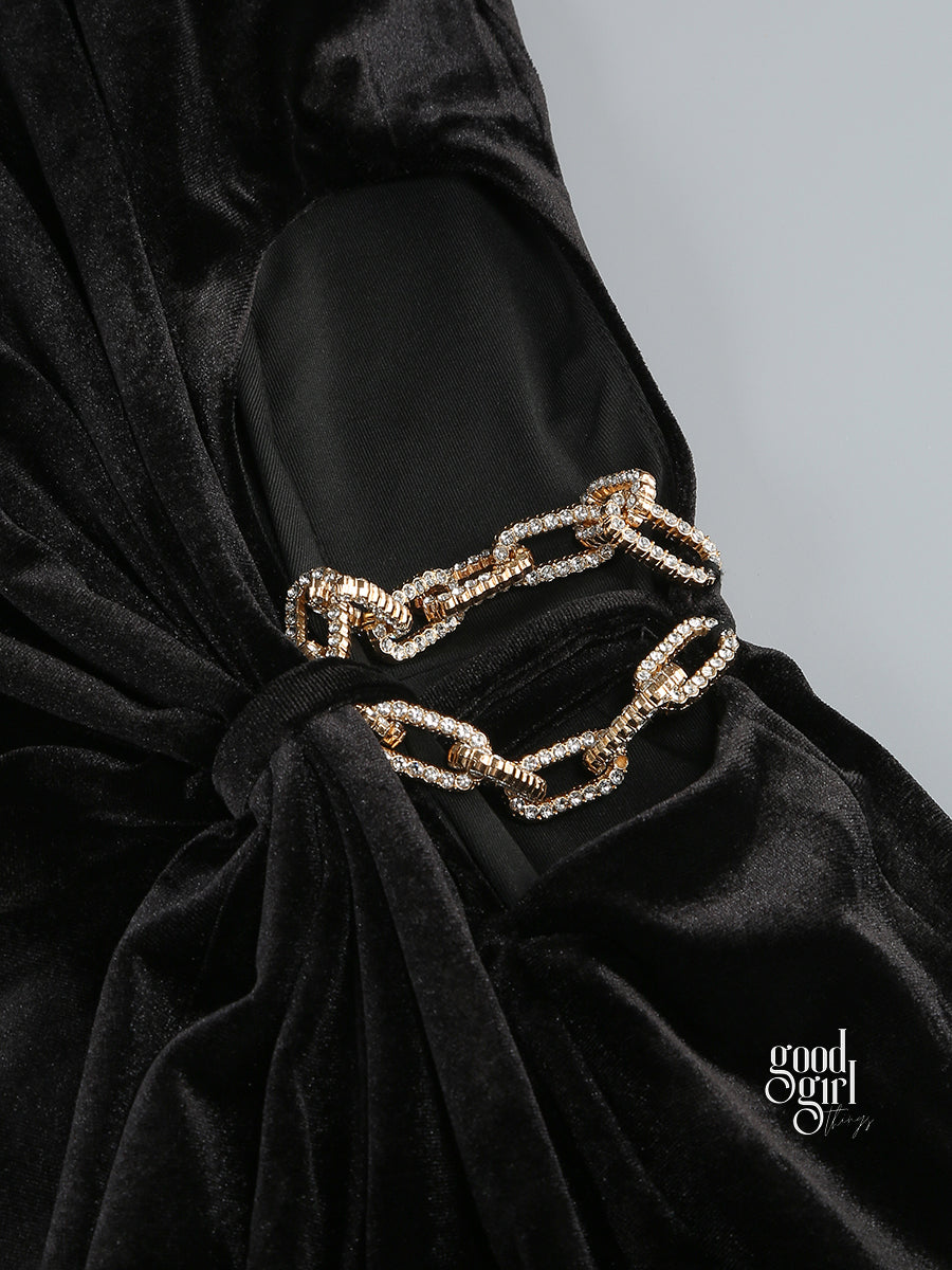 Niylah Pearl Velvet Maxi Dress [ZHS226YC]