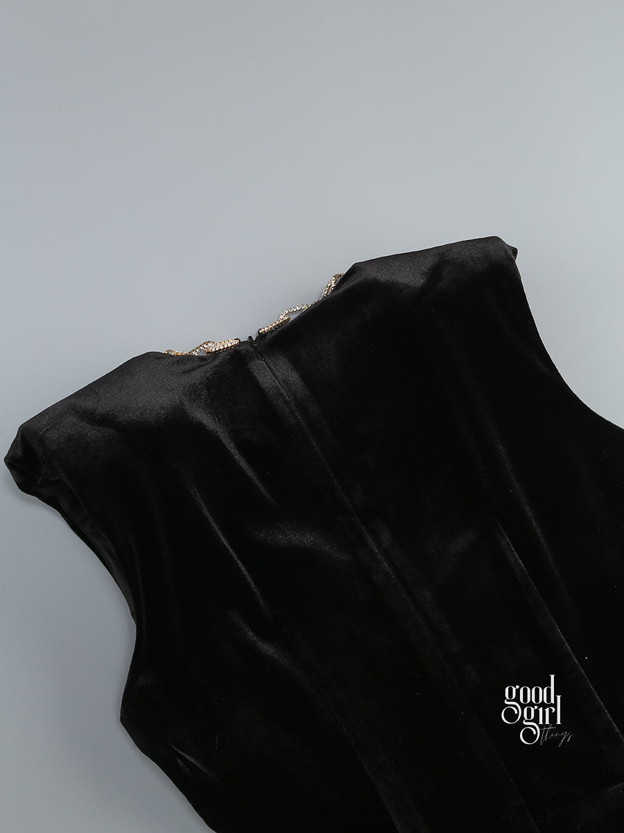Niylah Pearl Velvet Maxi Dress [YD8DW3IQ]