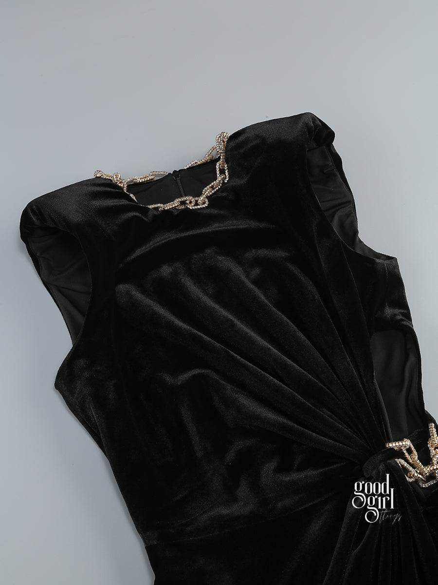 Niylah Pearl Velvet Maxi Dress [TI7BF0YH]