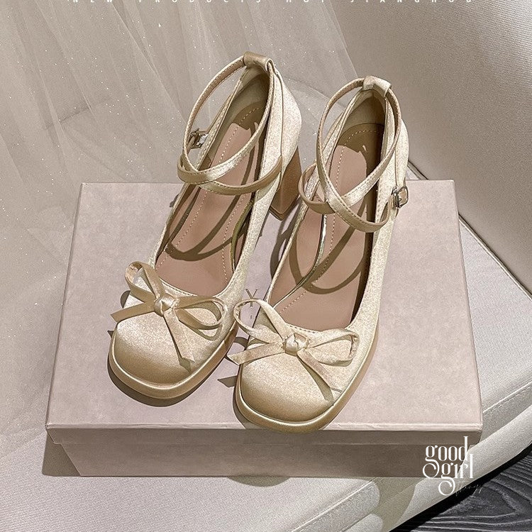 Paislynn Satin Bow Heels [QNMPHCVW]