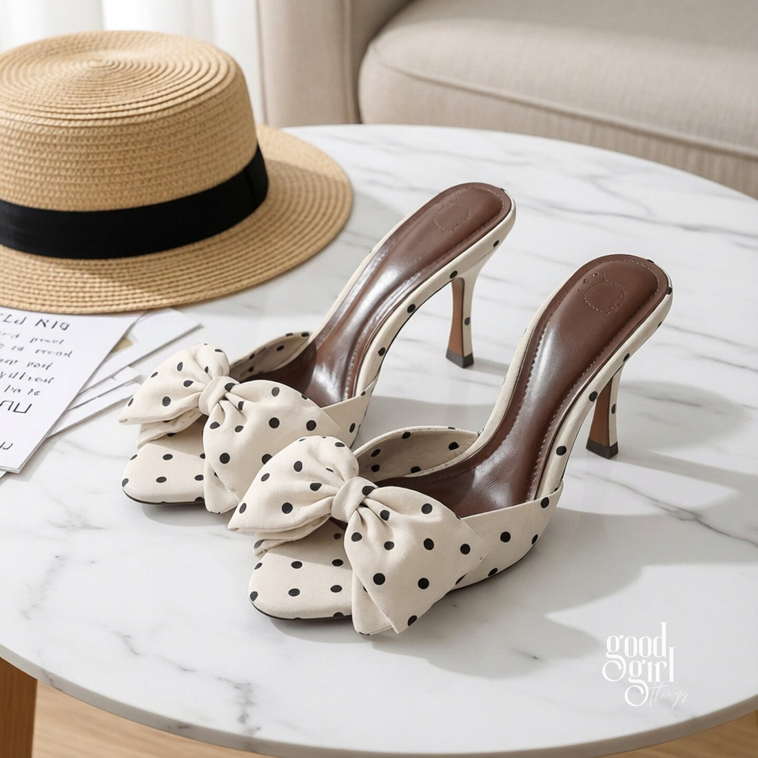 Polka Dot Bow Stiletto Heels [KHUMACL6]
