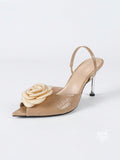 Precious Floral Peep-Toe Stiletto Sandals [LBVWMHTC]