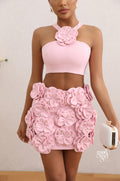 Prisha Floral Halter Skirt Set [APN2V94W]