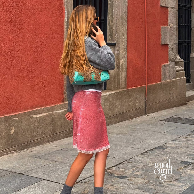 Rya Pink Sequin Midi Skirt [ONL5WZ49]