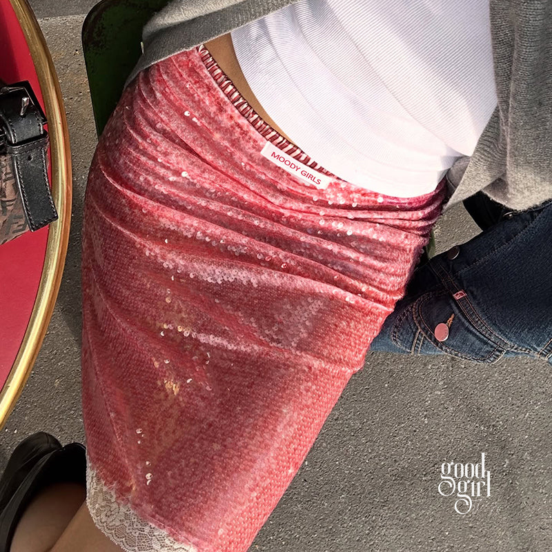 Rya Pink Sequin Midi Skirt [Z8GT89HL]