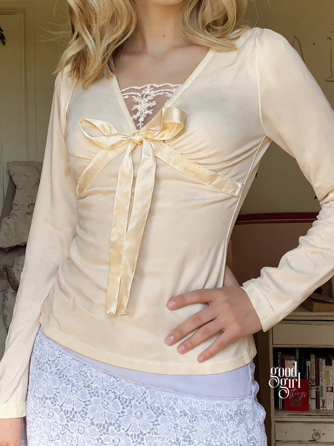Ryleigh Bowknot Lace Top [BAMKITU5]