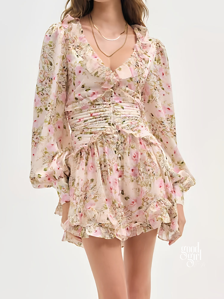 Saida Floral Ruffle Mini Dress [HFR809SE]