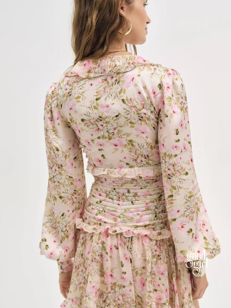 Saida Floral Ruffle Mini Dress [VHYMX86Z]