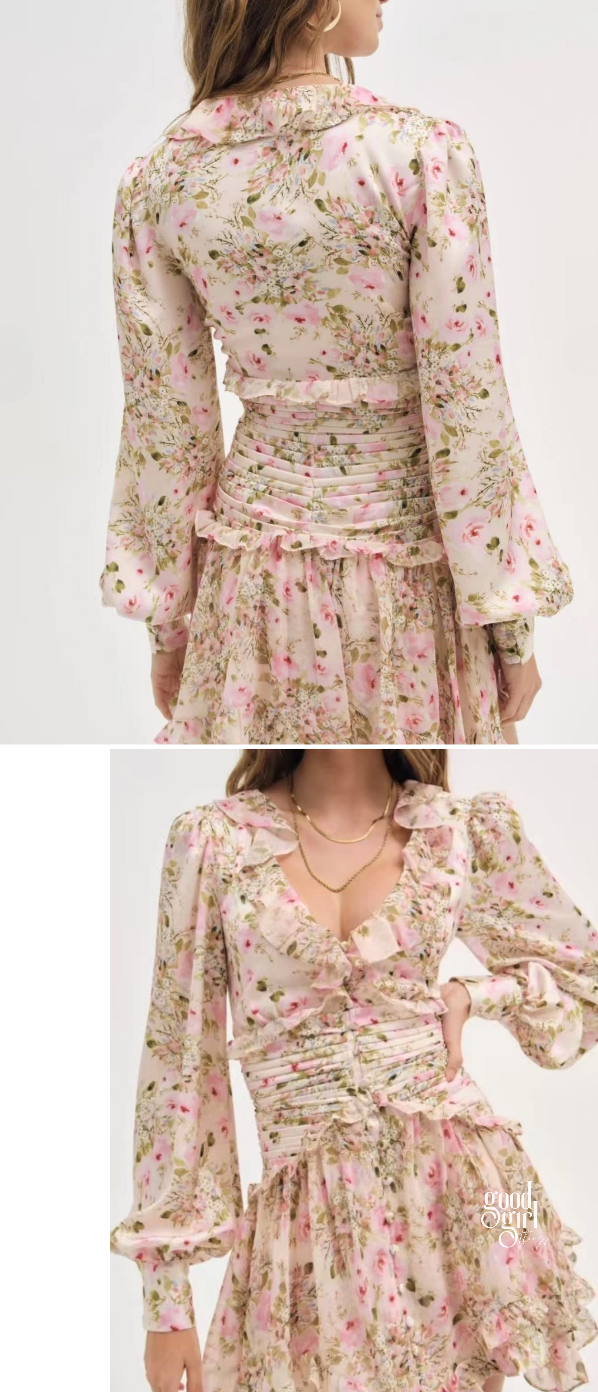 Saida Floral Ruffle Mini Dress [VG2O7S72]