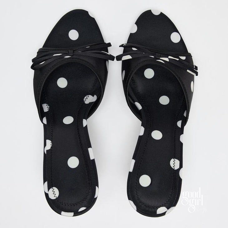 Satin Bow Pointed Toe Mules [O6W4CIX9]