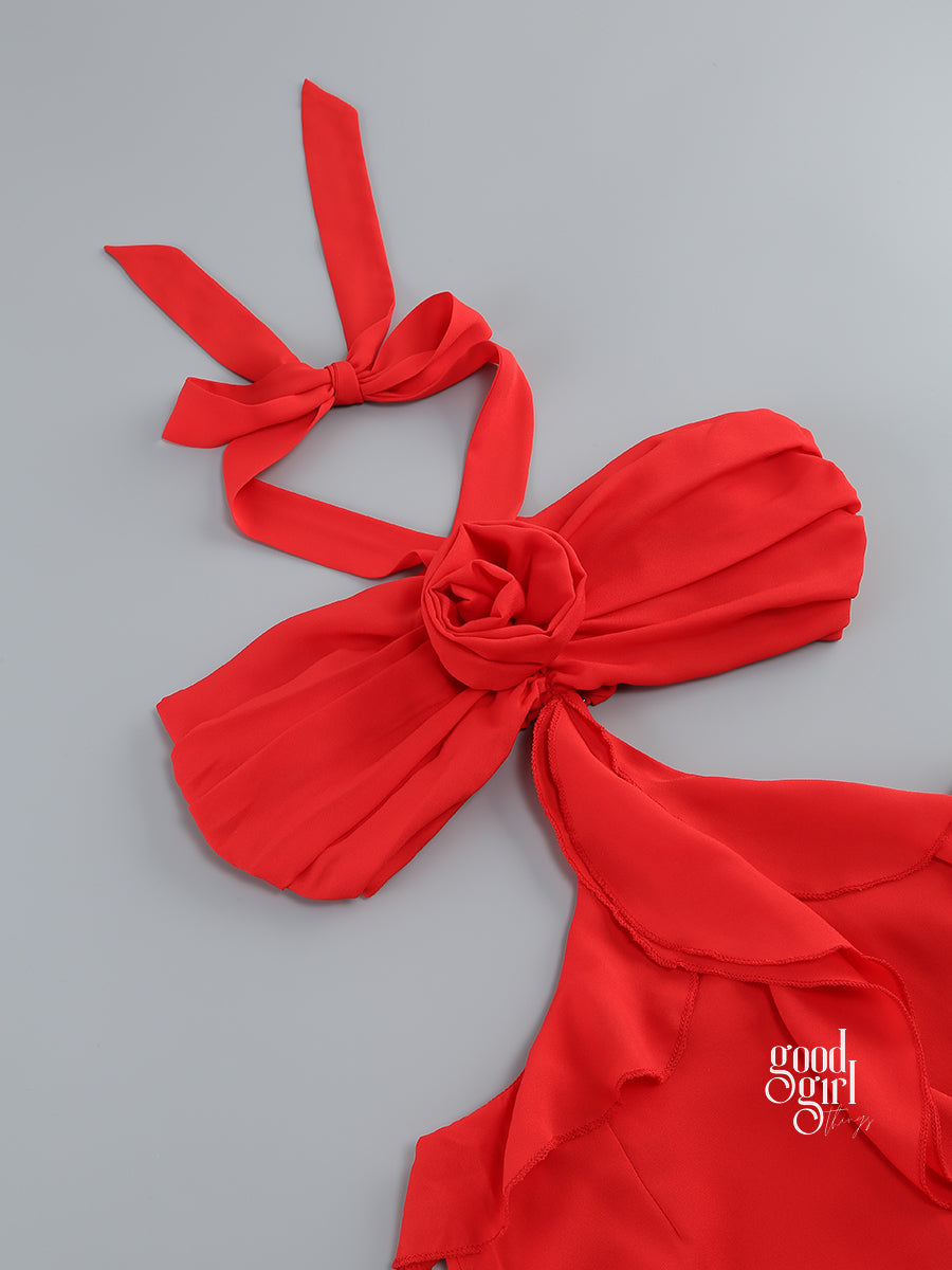 Shae Halter Cutout Midi Dress [HUKCDHNG]