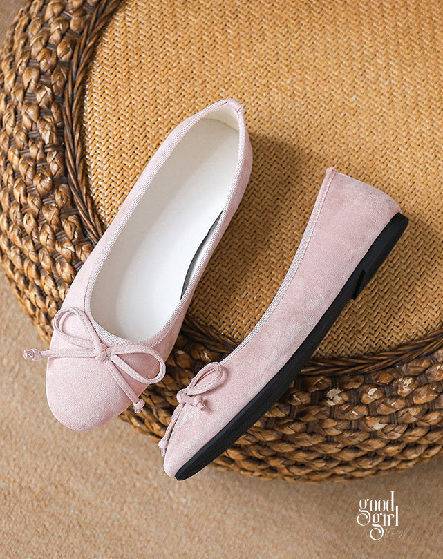 Siena Bow Velvet Ballet Flats [D4CHQNSS]