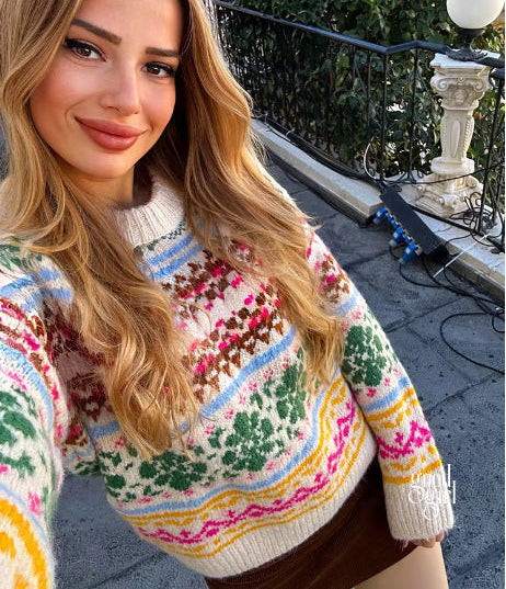 Terri Contrasting Jacquard Sweater [EZ2WBHWF]