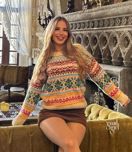 Terri Contrasting Jacquard Sweater [D488RW7F]