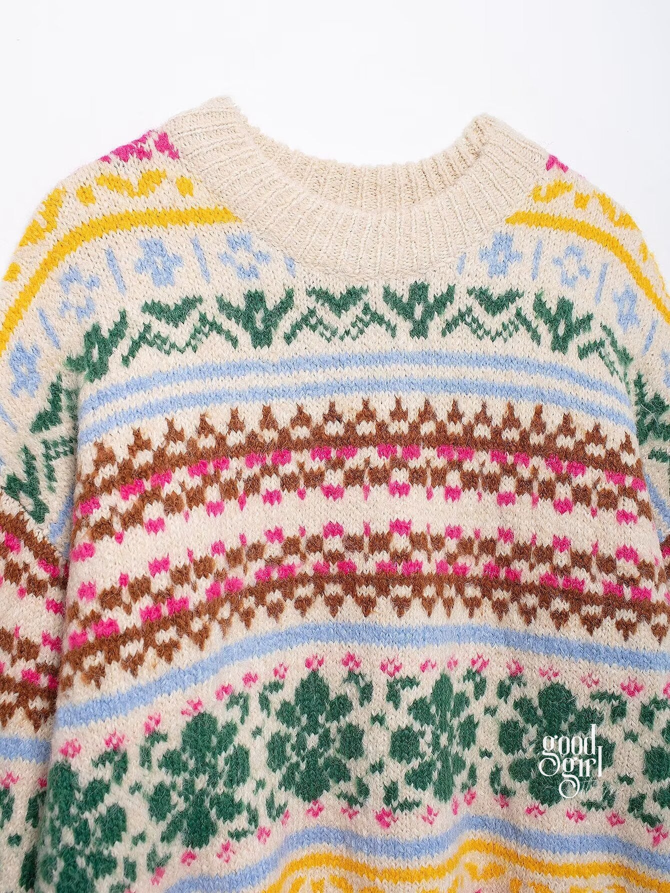Terri Contrasting Jacquard Sweater [INR6F7KR]