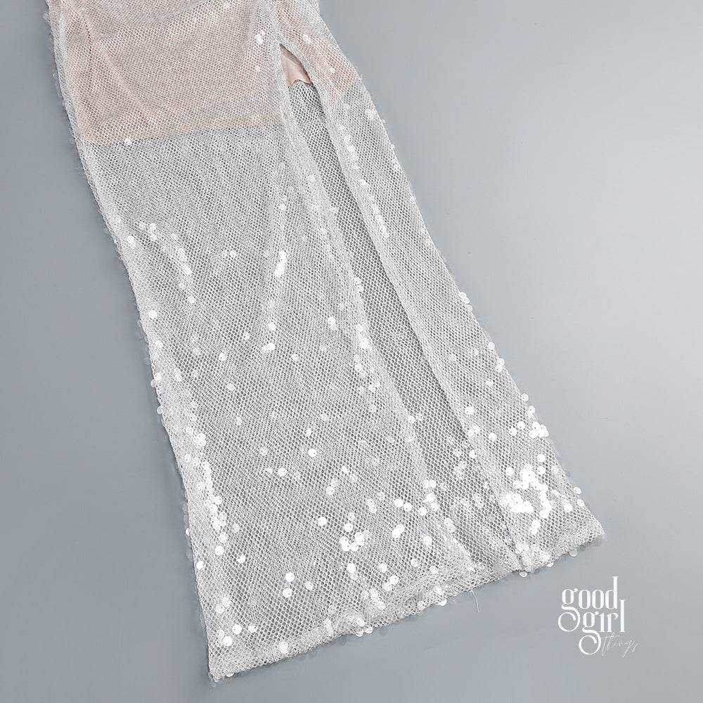 Theodora Sequin Mesh Midi Dress [TCPHWEUI]