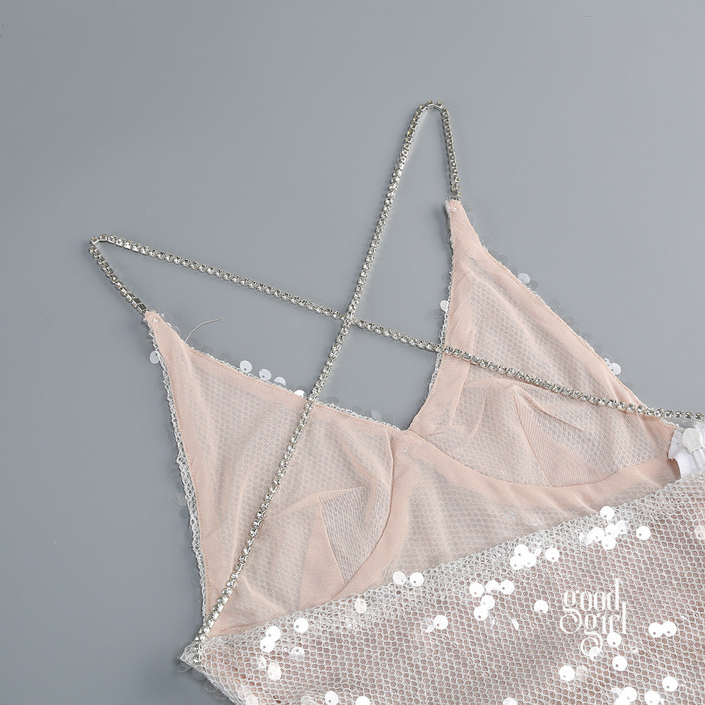 Theodora Sequin Mesh Midi Dress [KBZ58YE7]