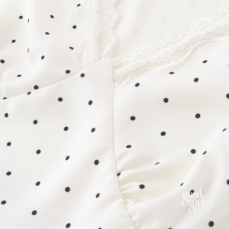 Vedika Polka Dot Puff Sleeve Midi Dress [KTVVVW2F]