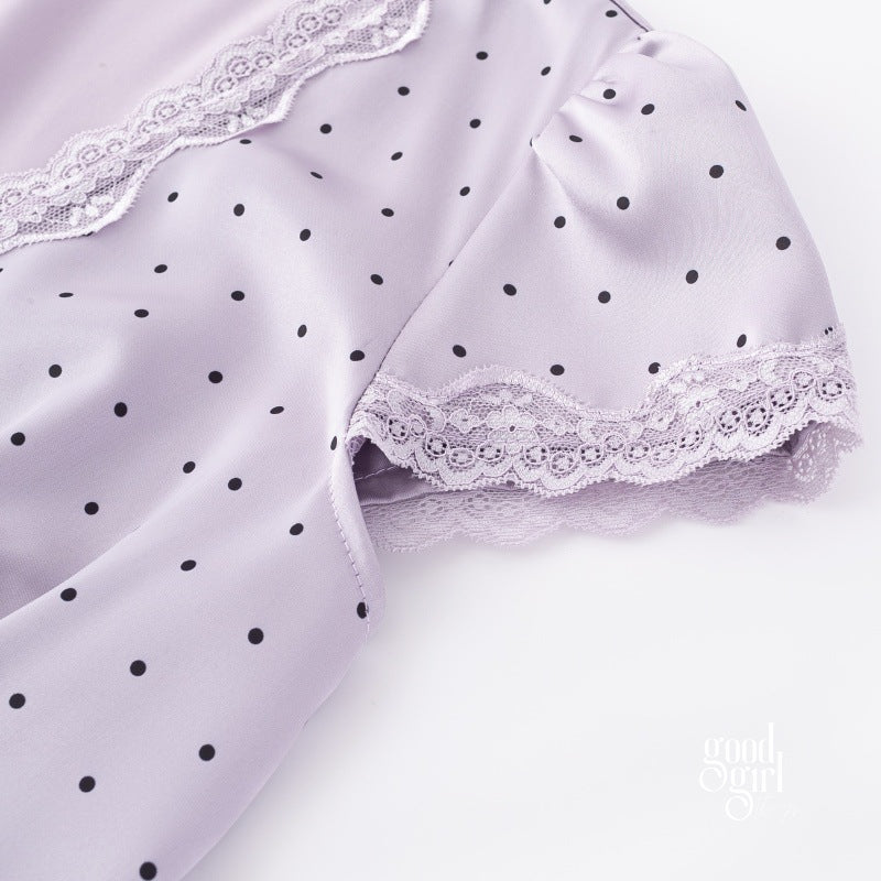 Vedika Polka Dot Puff Sleeve Midi Dress [S5OHR03V]