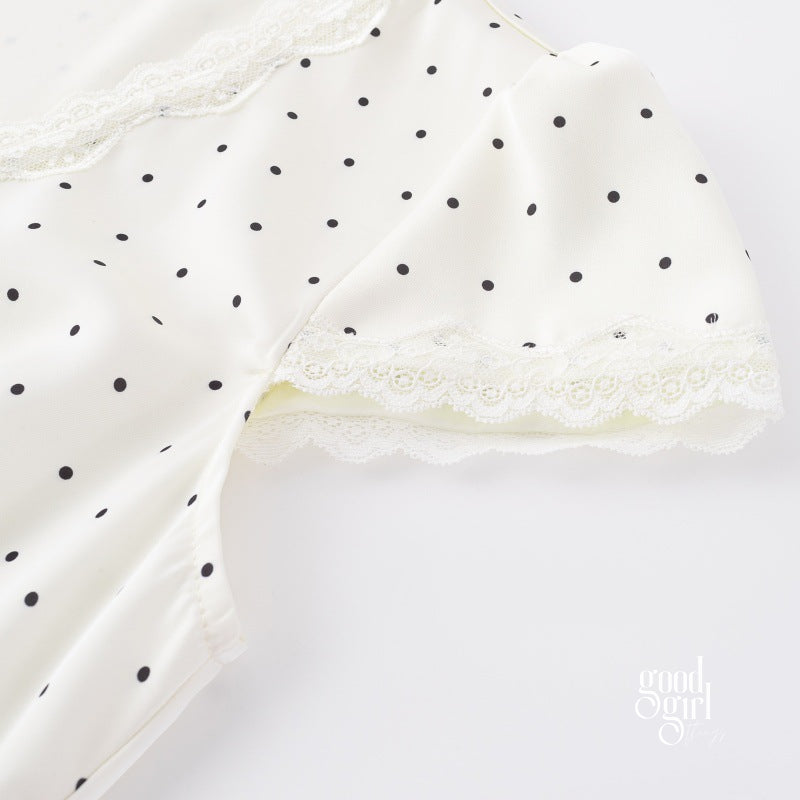 Vedika Polka Dot Puff Sleeve Midi Dress [OWXJERDS]