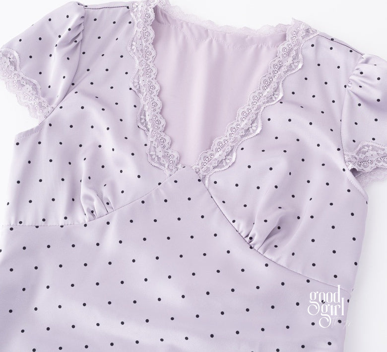 Vedika Polka Dot Puff Sleeve Midi Dress [U0GLXUE3]